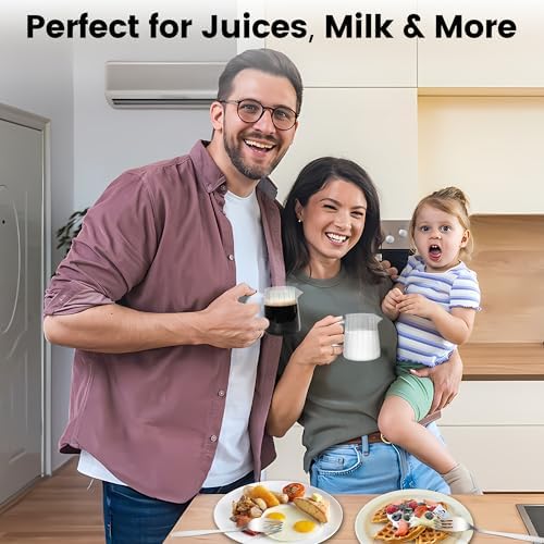 2 Pack Small Glass Pitcher 8.5 Oz, Mini Creamer Pitcher for Coffee