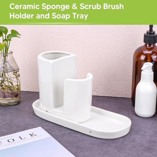 White Ceramic Kitchen Sink Organizer with Sponge Holder
