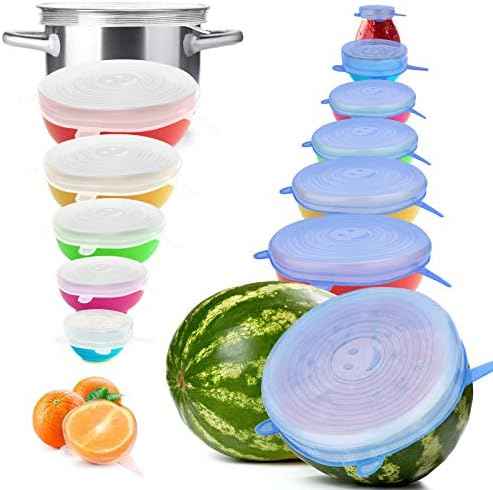 Silicone Stretch Lids, 14 PCS, 7 Sizes Reusable Bowl Covers