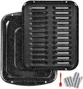 Broiler Pan for Oven16.75" ×13" Nonstick Grill Pan 5-Piece Set,Enamel Coated Drip Tray Heavy Duty Broil Pans and Rack Heat up to 572° F for Bacon Chicken Wings Steak Healthy Cooking Safe