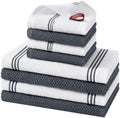 Homaxy Dual Design Kitchen Towels and Dishcloths Set, 8 Pack, Dark