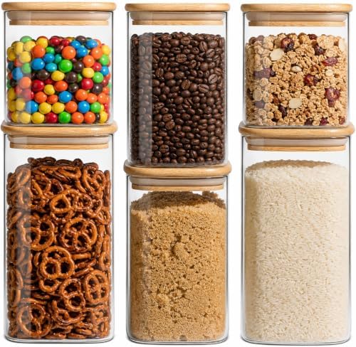 Airtight Glass Storage Containers with Lids Set of 6, 25 /37 /50oz