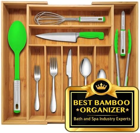 Nature Gear Bamboo Kitchen Drawer Organizer, Expandable Wood Utensil