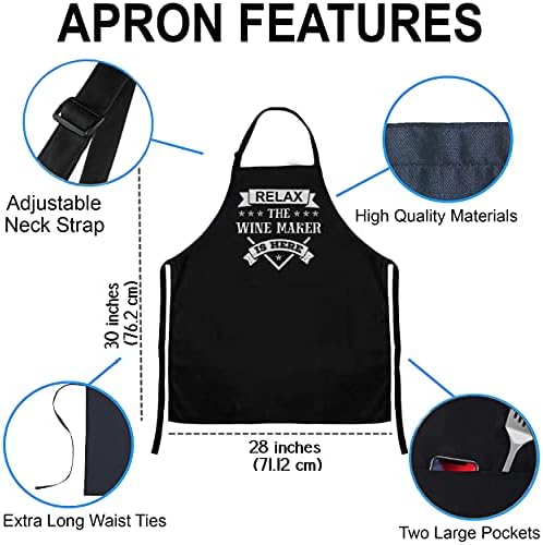 Relax wine maker Is Here Black Apron - Apron One size fits all