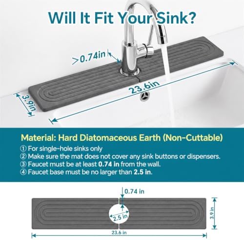 Stone Faucet Mat for Kitchen Sink-Diatomite Drying Stone Mat& Sink
