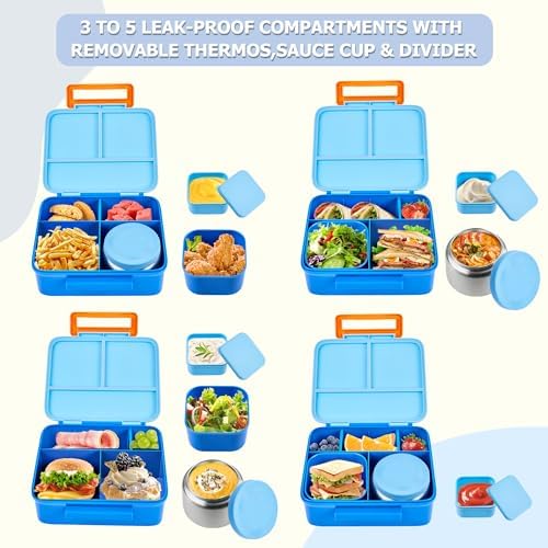 Bento Lunch Box for Kids with 8oz Soup Thermo, Leak-proof Lunch Food