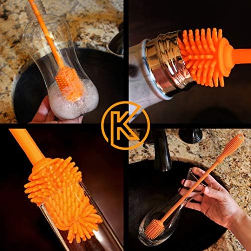 Kitchiny Silicone Bottle Brush 12.5 inch with 2 Straw Cleaners