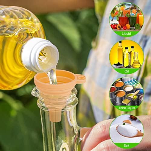 Kitchen Funnel Set 7 Pack, Collapsible Silicone Funnel for Filling