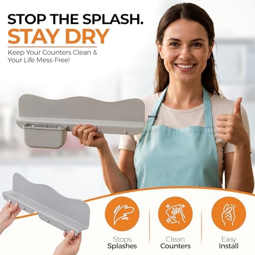 MACMED Silicone Sink Splash Guard with Sponge Holder for Kitchen
