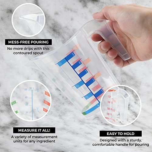 Tribello Measuring Cup Set 1 Cup and 1 Quart Plastic, With Easy To