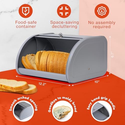 FINESSY Spice Jars with Label Farmhouse + Bread Box for Kitchen Bundle