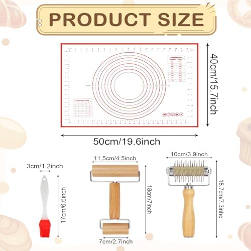 4Pcs Pizza Baking Tool Kit with Dough Docker, Non-Slip Silicone Baking