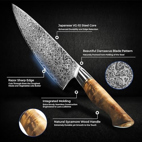 SENKEN 7-Piece Damascus Kitchen Knife Set