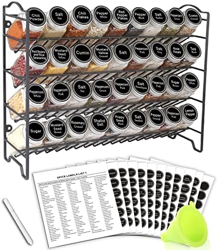 SWOMMOLY Spice Rack Organizer with 36 Spice Jars 4 oz, 396 Spice