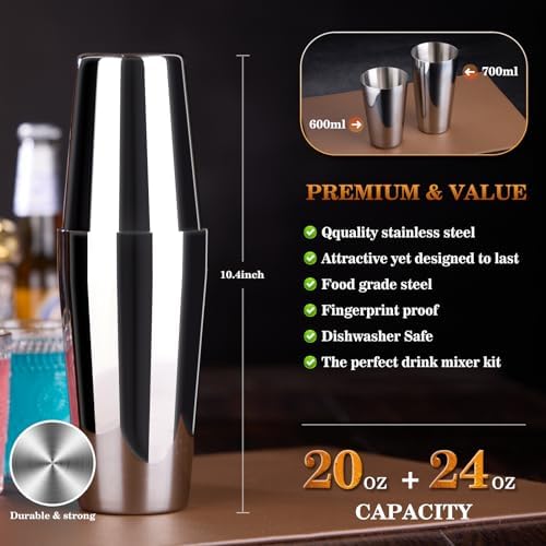 Wukuna Cocktail Shaker Bartender Kit, 15 Pcs Bar Tool with Acrylic