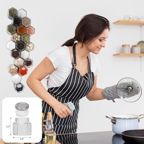 10 Pack Glass Magnetic Spice Jars for Refrigerator