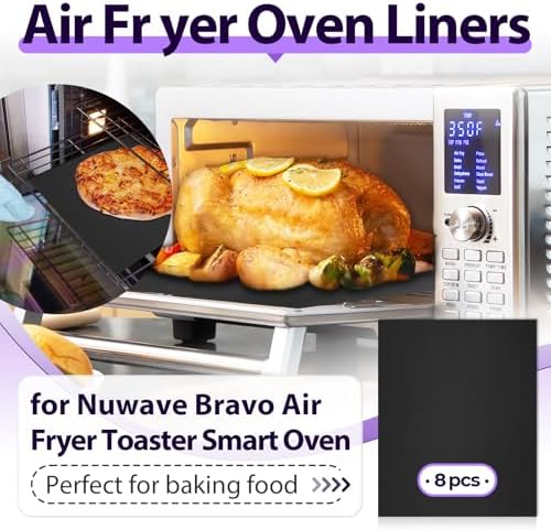 8 PCS Toaster Oven Liner for Nuwave Bravo Air Fryer Toaster Smart