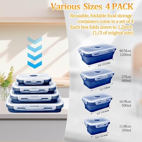 Collapsible Silicone Food Storage Container, Meal Prep Food Storage