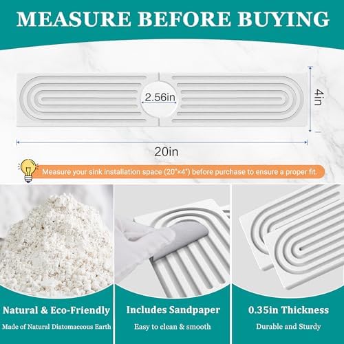 Stone Faucet Mat for Kitchen Sink - Quick Dry Diatomite Sink Splash