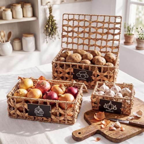 Blushtier Potato Onion Garlic Storage Bins with Lid for Kitchen