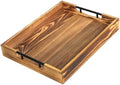 LotFancy Wood Serving Tray with Metal Handles, 17x13 Inch Tray for