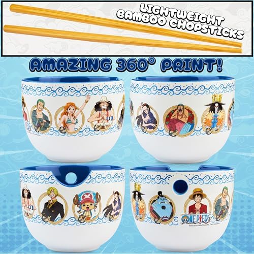 Get Trend One Piece Ramen Bowl 3 Pc Set with Bamboo Chopsticks, Spoon