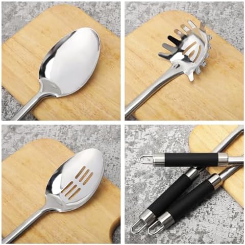3-Piece,Stainless Steel Serving spoons set with Slotted Spoon, Serving