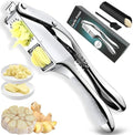 Stainless Steel Garlic Press and Slicer, 3-in-1