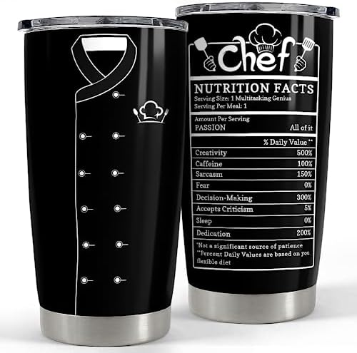 Gifts for Women Men Chef Tumbler 20oz Chef Stainless Steel Insulated