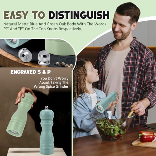 IAGORYUE Wooden Salt and Pepper Grinder Set, 6.5 Inches