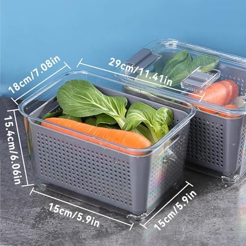 Cyrank Lettuce Keeper for Fridge, Produce Saver Container with Drain