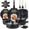 Ammeloo 21-Piece Ceramic Pots and Pans Set Non Stick with Detachable