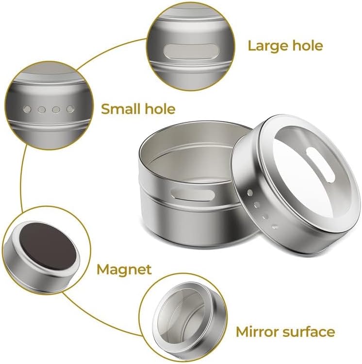 Vetacsion 8 Magnetic Spice Tins, 3 oz