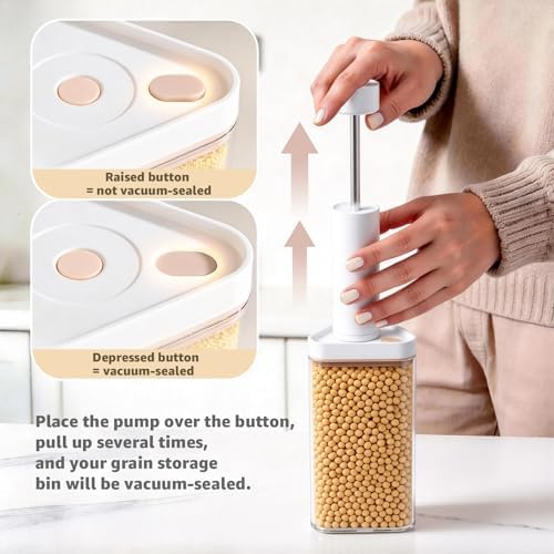 Rotating Grain Dispenser with Manual Vacuum Pump Vacuum-Storage Canister