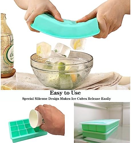2 Pack Silicone Ice Cube Trays, Easy Release Flexible-15 Cubes Ice