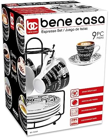 Bene Casa 43888 Espresso Set with Iron Stand, 9 Piece