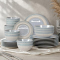 Kitchen Academy 32pcs Stoneware Plates and Bowls Set for 8, Blue