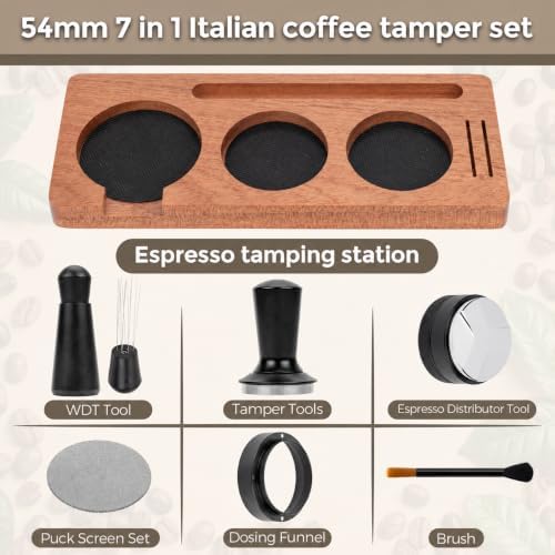 7 Pack Espresso Accessories Kit, 54mm Coffee Tool Set – Tamping