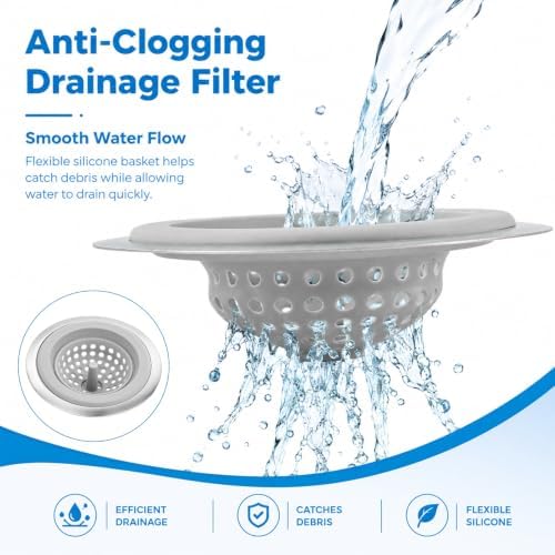 2-Pack Kitchen Silicone Sink Drain Strainer, Universal Kitchen Sink
