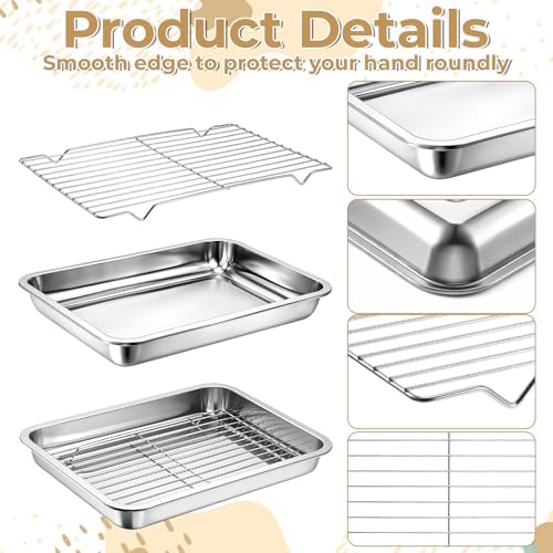 Quarter Baking Sheet Pan with Cooling Rack Set (2 Pans + 2 Racks)