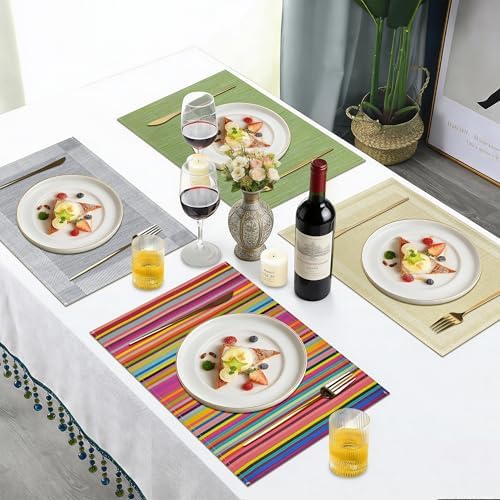 Bloss Placemats Set of 4, Linen Woven Place Mats for Kitchen Table