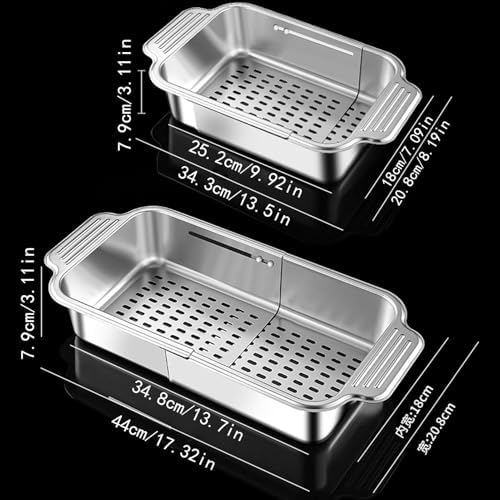 Expandable Colander Over The Sink Telescopic Filtering Colander