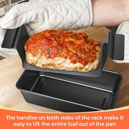 TLAZZ 2 Pack Meatloaf Pan with Drain Tray for Pound Cake Bacon