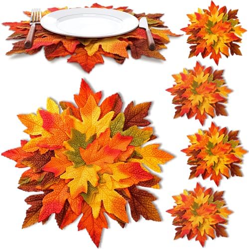 SmoothNovelty 6 Pcs 15" Fall Placemats, Thanksgiving Leaf Mats