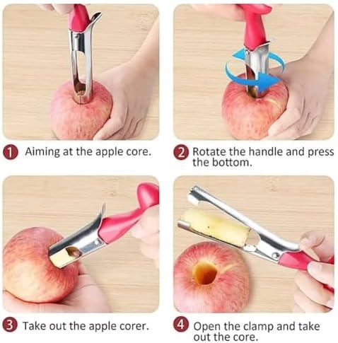 Stainless Steel Apple Corer - Fruit Core Remover Tool for Apples &