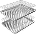 Half Baking Sheet Pan Cooling Rack Set, Stainless Steel 2 Pans + 2