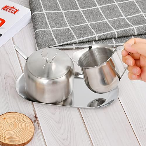 Sugar and Creamer Set, Coffee Serving Set, Stainless Steel Latte Milk