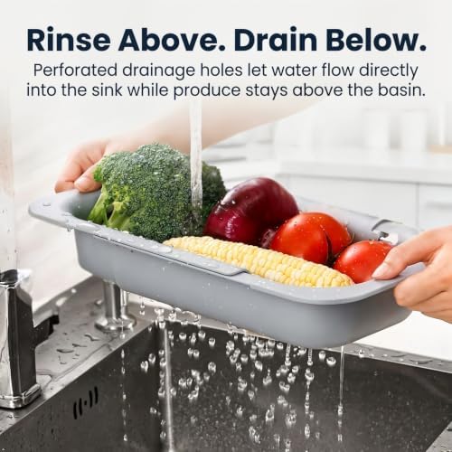 Expandable Over-Sink Strainer, Gray