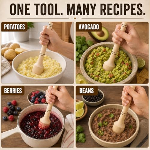 Wooden Potatoes Masher - Mashed Potato Masher, Handcrafted from