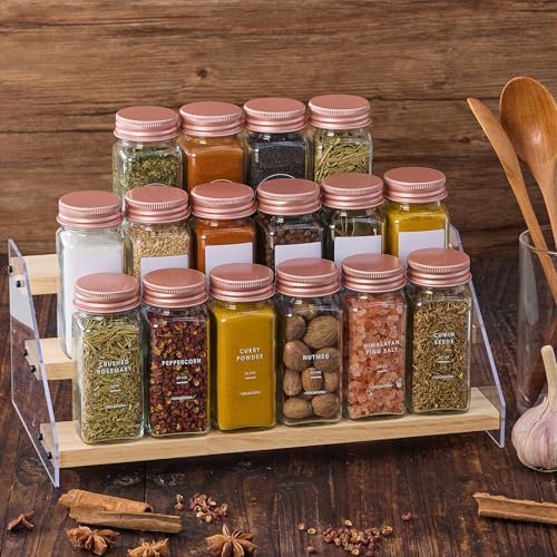 24 Pcs Glass Spice Jars with Labels, Seasoning Containers with Metal
